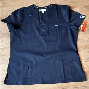 KOI STRETCH Navy V-Neck Pocket Medical Scrub Top